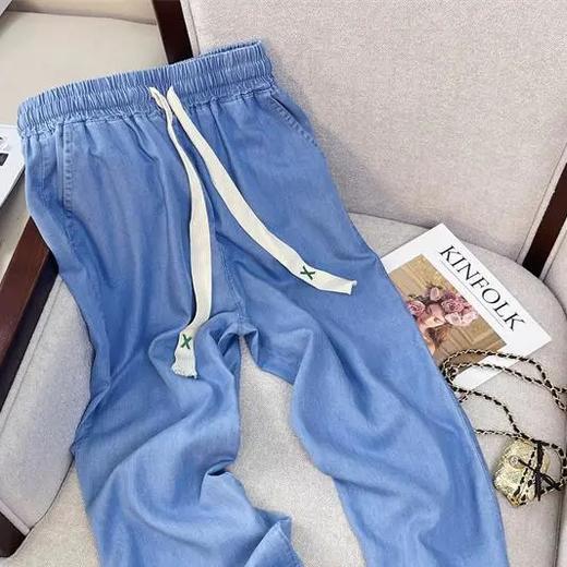 SKW-1982夏季新款高腰冰氧吧垂感冰丝小个阔腿裤 商品图4