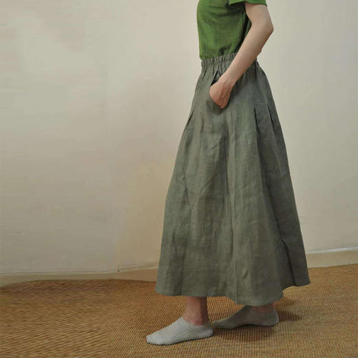 麻+大麻半身裙  文艺百搭A字 商品图2