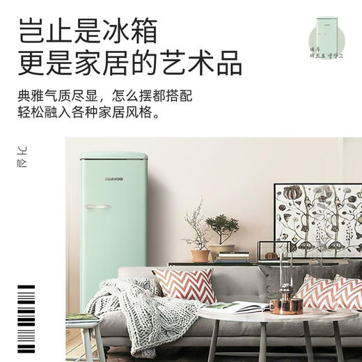 DAEWOO韩国大宇电冰箱家用双开门冷柜节能静音宿舍用复古小型冰箱 商品图2