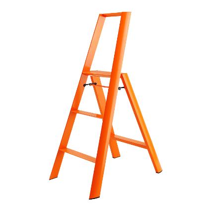日本长谷川家用双扶手三层梯子 橙 商品图0