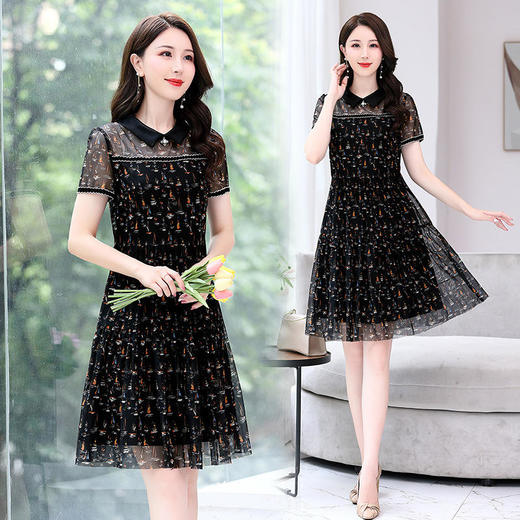 收腰显瘦，新款高级感印花优雅气质宽松时尚连衣裙HR-WAY543 商品图2