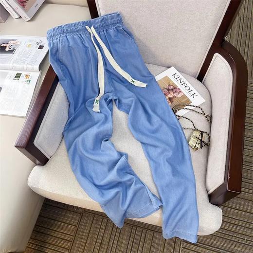 SKW-1982夏季新款高腰冰氧吧垂感冰丝小个阔腿裤 商品图0