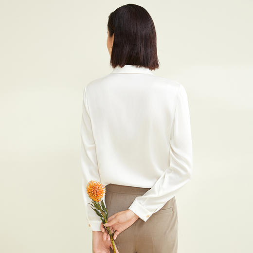 玳莎19MM真丝弹力珍珠缎真丝衬衫新款优雅通勤高级感桑蚕丝长袖衬衣女 CC31317 商品图2