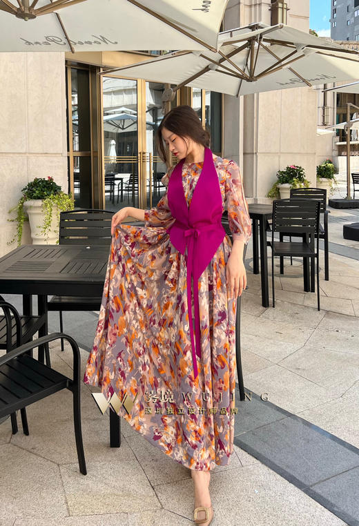 【雾境定制款】烟紫凤凰马甲两件套通勤度假两相宜拆分穿着也好看！ 可宽松可修身 22021210 商品图3