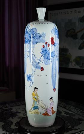 青花釉里红＜笑口开常＞ 梅瓶