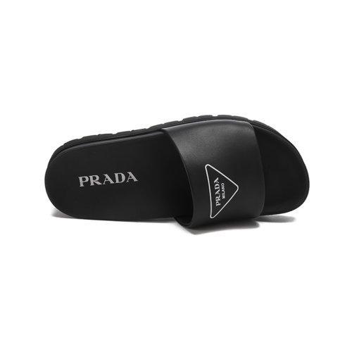 PRADA/普拉达【22春夏新款】男士皮革徽标装饰拖鞋凉拖 2X3060 A21 商品图3