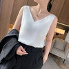 QHJY-JYD04新款无袖冰丝宽松外穿内搭坎肩上衣宽带前后V领纯色吊带背心女 商品缩略图6