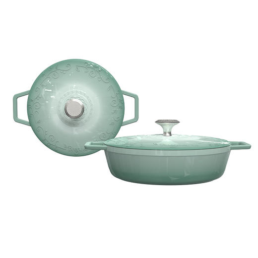 BGA2602 宝玑Breguet琅彩系列28cm海鲜珐琅铸铁锅 孔雀绿 商品图0