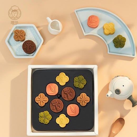 雅觅 茶食同享372g 10粒茶元素绿豆糕礼盒 点心零食小吃休闲食品下午茶送礼 商品图5