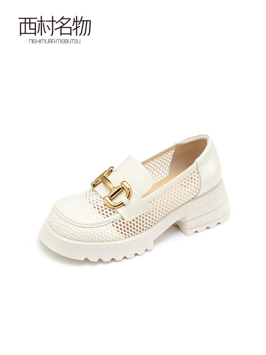 西村名物2022夏季款时尚方根乐福鞋网状金属扣休闲百搭女鞋19811 商品图1