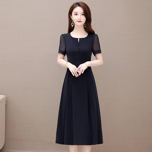 YWE Q8010气质优雅大码短袖雪纺连衣裙 商品图2