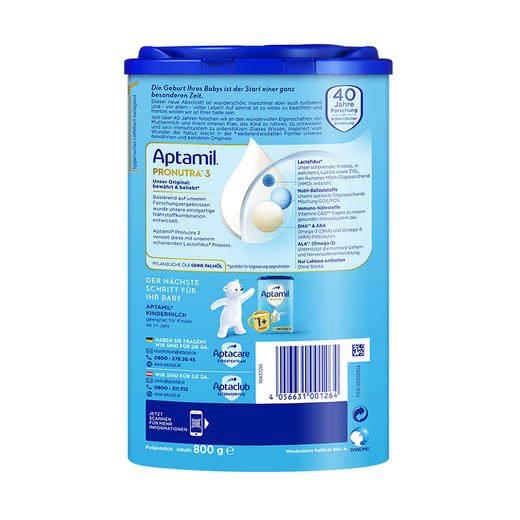 德国爱他美Aptamil3段德国进奶粉800g10-12个月 新老版本随机发货 商品图1