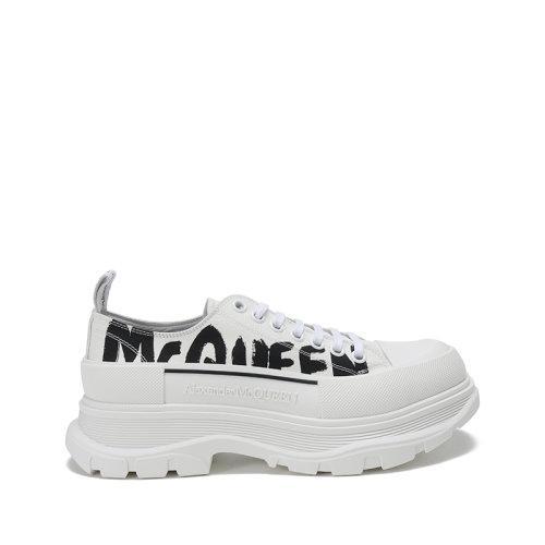Alexander McQueen/亚历山大麦昆【22春夏新款】男士织物系带厚底休闲鞋涂鸦标志 682421 W4RQ2 商品图0