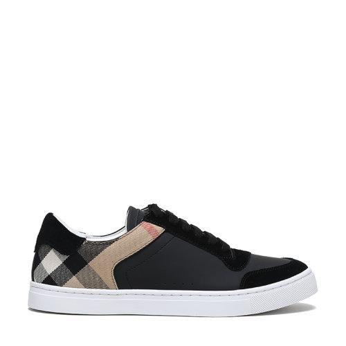 BURBERRY/博柏利 男款黑色House格纹织物配皮系带休闲运动鞋板鞋 80241241 商品图0