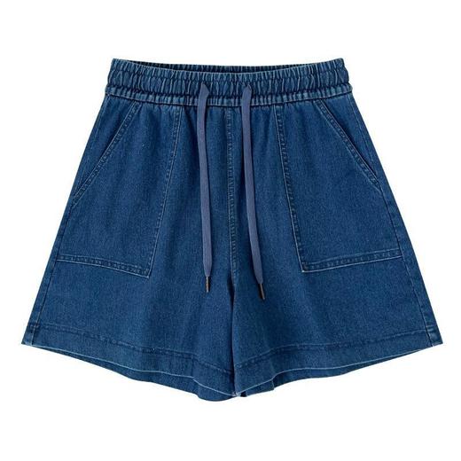 黛唯梵 【拉长你的大腿】牛仔短裤夏季2022新款，女潮ins高腰显瘦a字阔腿中裤，网红宽松五分裤七夕情人节 商品图4