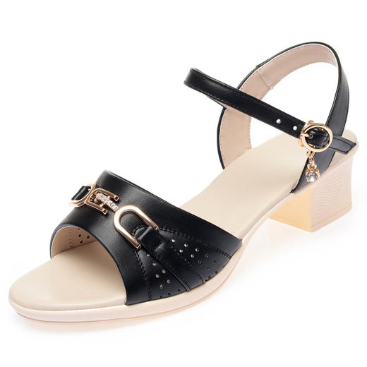 新款夏季软底一字带高跟鞋粗跟鱼嘴鞋  KQ-AT229 商品图5