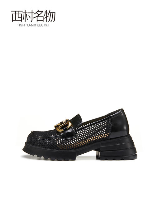 西村名物2022夏季款时尚方根乐福鞋网状金属扣休闲百搭女鞋19811 商品图2