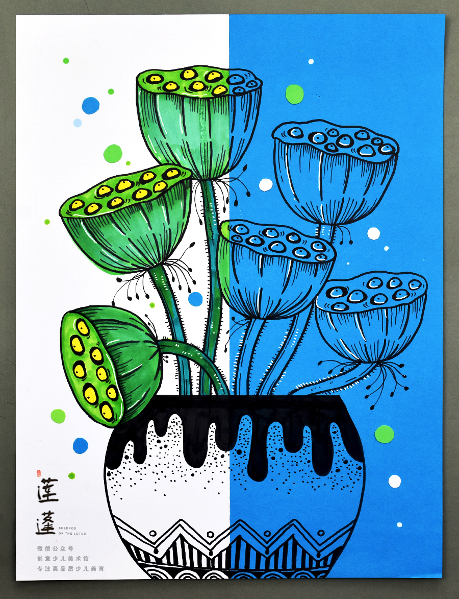 《青青莲蓬》线描/自动发货：下单后，点击手机短信中收到的链接，即可获取文件下载的链接；如有任何问题，可添加客服微信hm33268获得帮助。