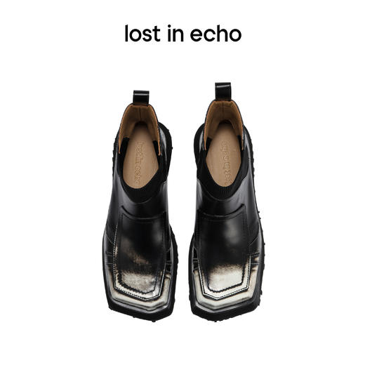 lost in echo 设计师品牌双层斜方头一脚蹬擦色短靴 商品图2