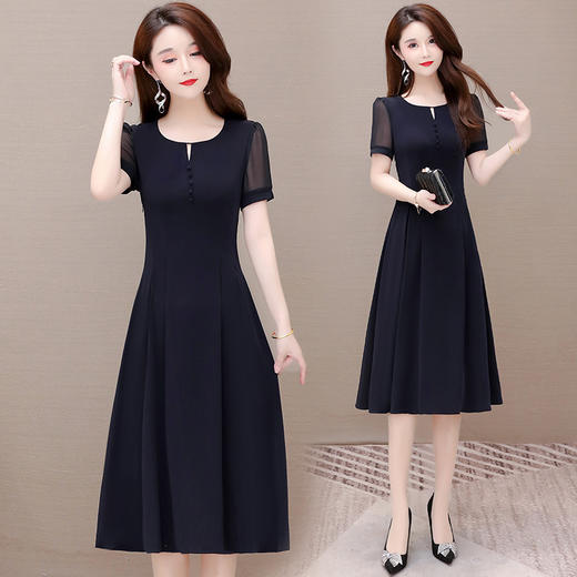 YWE Q8010气质优雅大码短袖雪纺连衣裙 商品图3