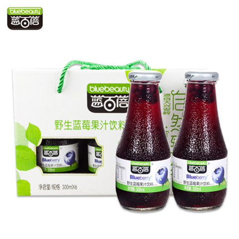 蓝百蓓自然纯臻野生蓝莓果汁 300ml/瓶（果汁含量50%）| 大兴安岭