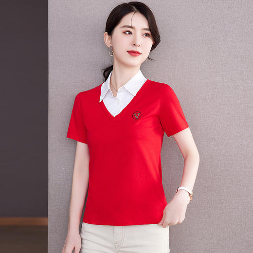 棉质假两件T恤，新款时尚百搭休闲上衣QB-LL89037 商品图3