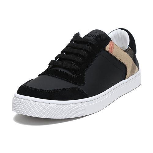 BURBERRY/博柏利 男款黑色House格纹织物配皮系带休闲运动鞋板鞋 80241241 商品图1