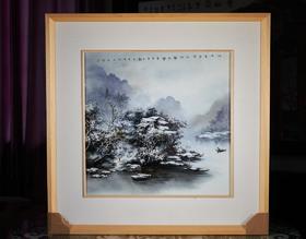 釉上彩江作青罗带,山如碧玉簪