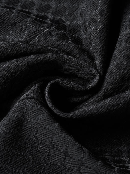 剩S 米思阳2024秋季新款通勤休闲黑色提花连衣裙宽松系带中长裙2142 商品图3