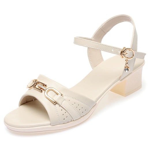 新款夏季软底一字带高跟鞋粗跟鱼嘴鞋  KQ-AT229 商品图4