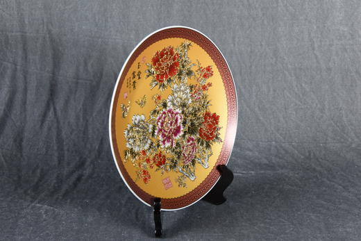 中华老字号蔡氏漆线雕玉堂富贵盘 （10英寸黄） 商品图2