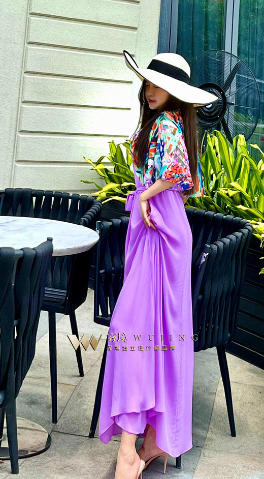 【雾境新款】 紫韵嫣然系列美哭的原创花色超遮肉蝴蝶袖 可宽松可修身!2202105 商品图5