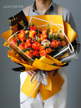 金辉玫瑰烟花菊花束