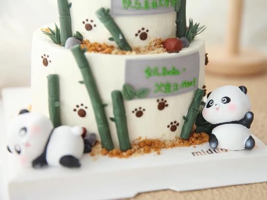 卡通主题款 森系熊猫国宝 翻糖 周岁 双层 男孩女孩造型蛋糕 商品图2