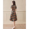 DSYP-DS21086新款法式时尚气质方领短袖格子连衣裙 商品缩略图4