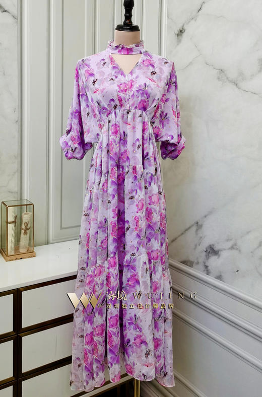 【雾境定制款】紫荆花茶歇裙优雅浪漫的代表作巨遮肉款 2202118 商品图0