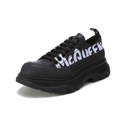 Alexander McQueen/亚历山大麦昆【22春夏新款】男士Tread Slick系列牛皮革/橡胶系带厚底休闲鞋涂鸦标志 682423 WIABD 商品图1