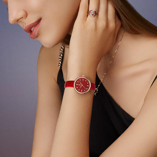 【ROROLOVE】邂逅Enchanted系列 天然钻石腕表 中国红限定款钻石手表女时尚简约ins风女表情人节礼物（8颗钻石） 商品图7