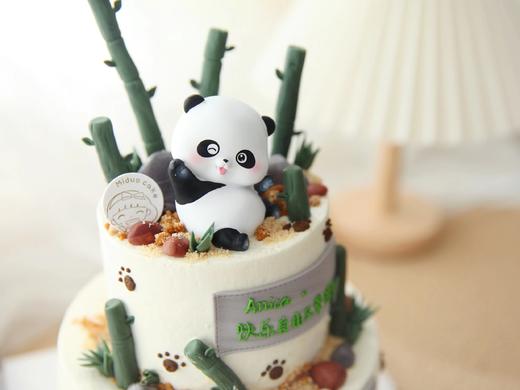 卡通主题款 森系熊猫国宝 翻糖 周岁 双层 男孩女孩造型蛋糕 商品图1