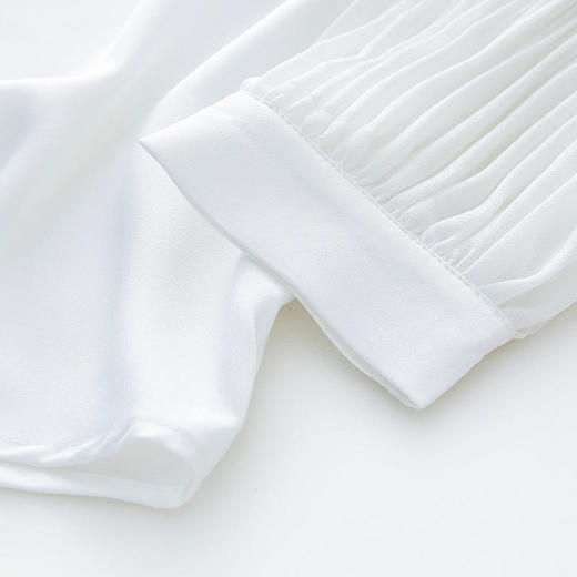 JZYFS109J新款时尚气质休闲蝴蝶结飘带长袖百褶雪纺衬衫 商品图4