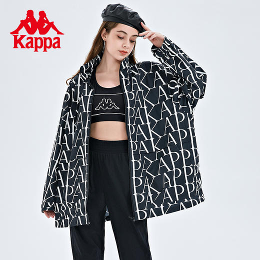 Kappa卡帕防风衣2022新款女秋满印夹克外套休闲连帽开衫K0C62FJ01 商品图0