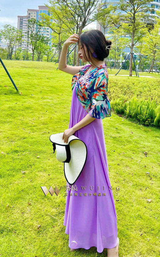 【雾境新款】 紫韵嫣然系列美哭的原创花色超遮肉蝴蝶袖 可宽松可修身!2202105 商品图2