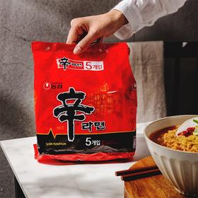 韩国进口农心辛拉面五连包600g方便面速食方便面