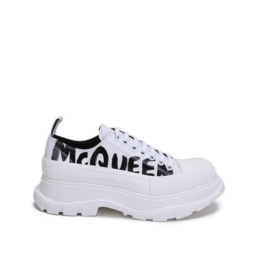 Alexander McQueen/亚历山大麦昆【22春夏新款】男士Tread Slick系列牛皮革/橡胶系带厚底休闲鞋涂鸦标志 682423 WIABD 商品图5
