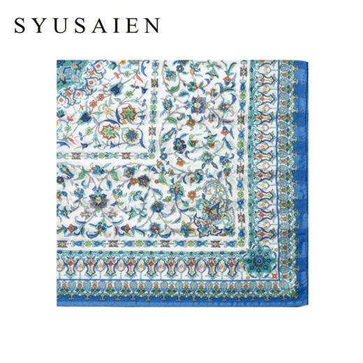 【SYUSAIEN】京都友禅染丝棉纵织小方巾  几何系列（58x58cm）简包装 商品图0