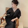 预定|盛唐牡丹 市隐系列香云纱V领长裙 .潮快闪[福利品] 商品缩略图0