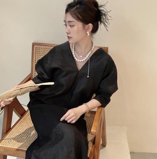 预定|盛唐牡丹 市隐系列香云纱V领长裙 .潮快闪[福利品] 商品图0