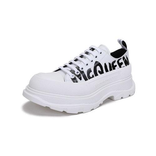 Alexander McQueen/亚历山大麦昆【22春夏新款】男士Tread Slick系列牛皮革/橡胶系带厚底休闲鞋涂鸦标志 682423 WIABD 商品图6