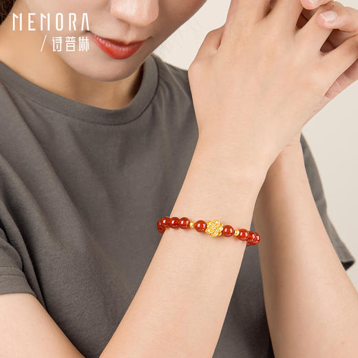 足金莲花转运珠花朵玛瑙手串送妈妈礼物MEMORA诗普琳HBE045（线上专供） 商品图2