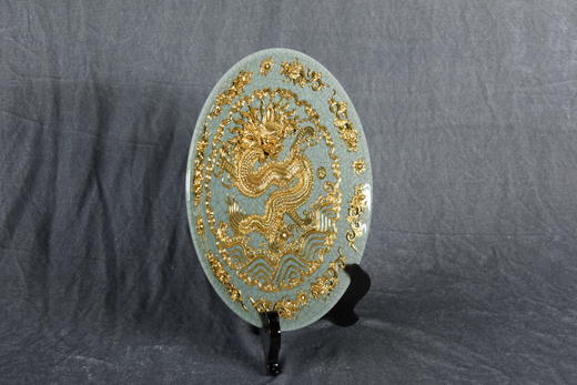 中华老字号蔡氏漆线雕正九龙盘（哥窑10英寸） 商品图2